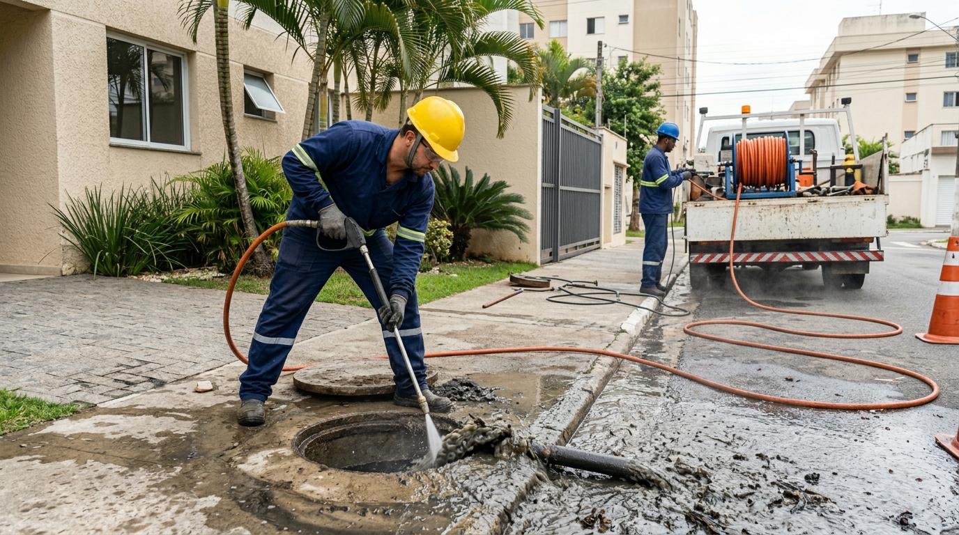 Hidrojateamento com jato de alta pressão em Piracicaba-SP
