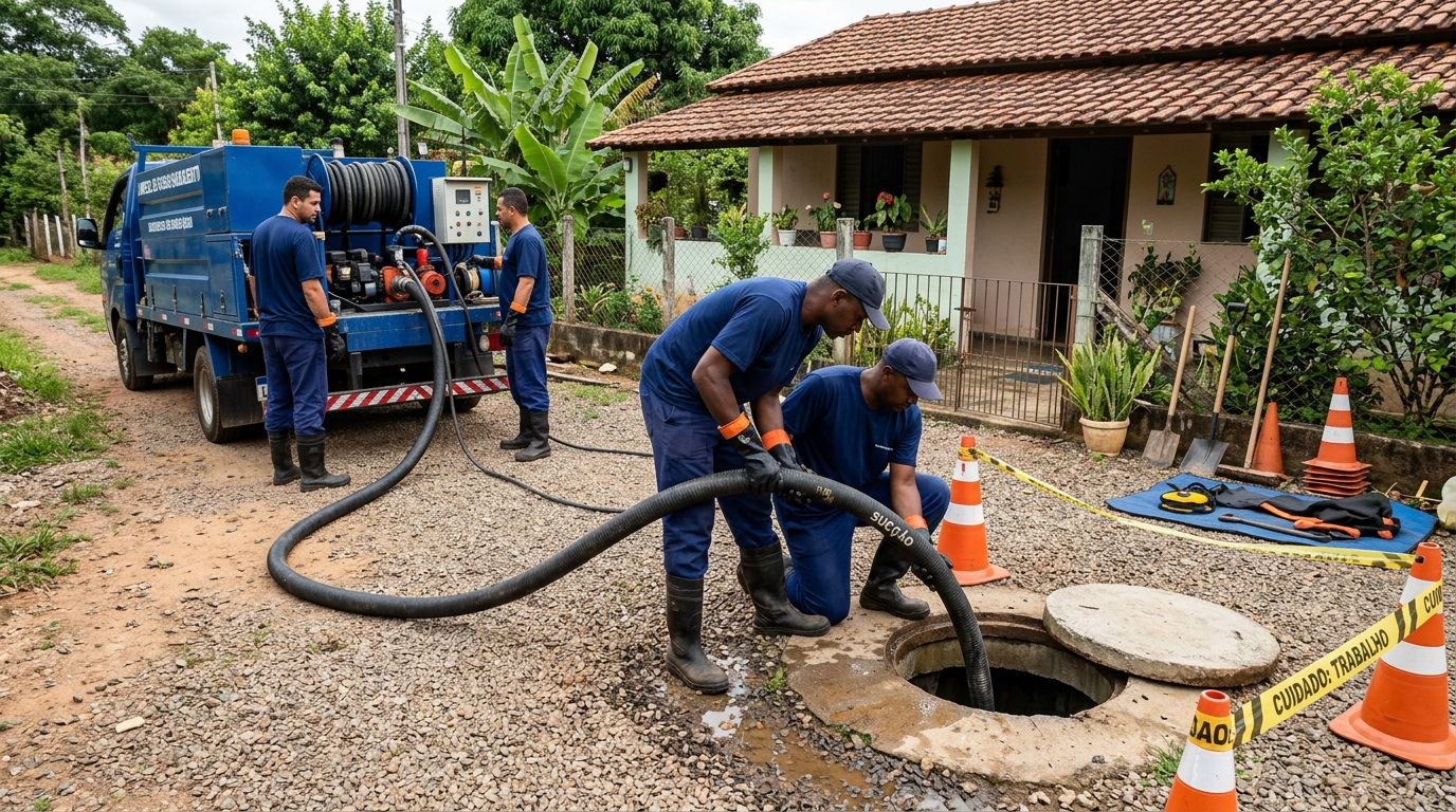 Equipe de desentupimento de fossa em Piracicaba-SP